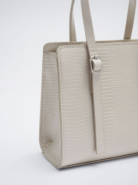 Bolsa transversal com estampa animal - Off-White