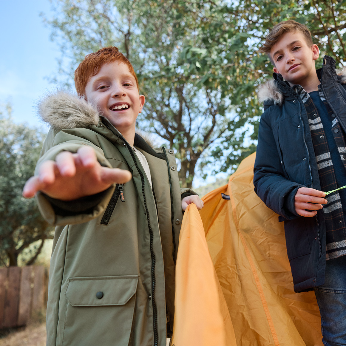 Topolino Jungen Jacke mit Fellkapuze oliv