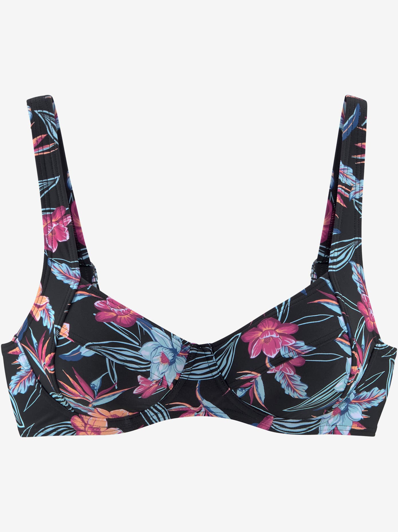 Haut de maillot de bain à armatures imprimé, effet de couleur différent pour chaque pièce