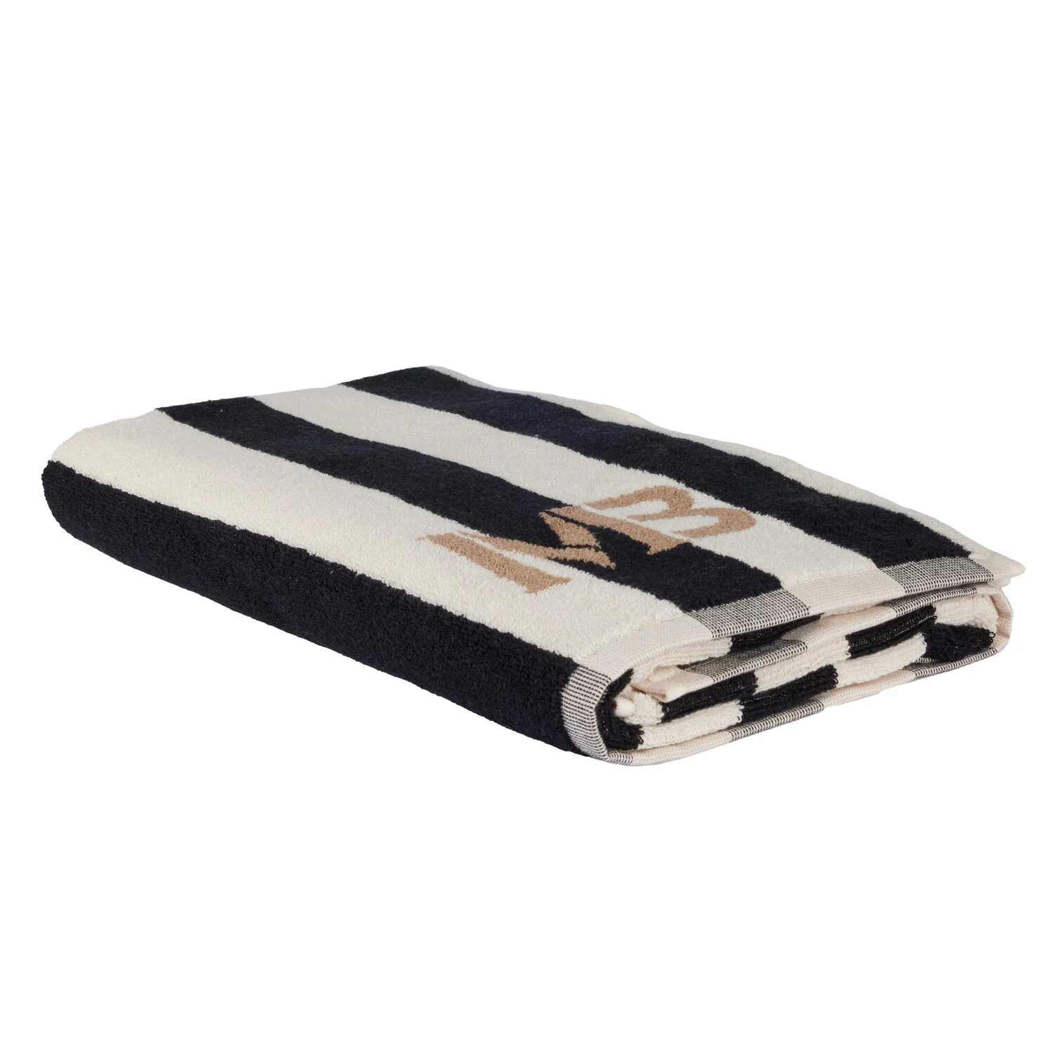 Margit Brandt  Stripe håndklæde - hvid/sort/brun