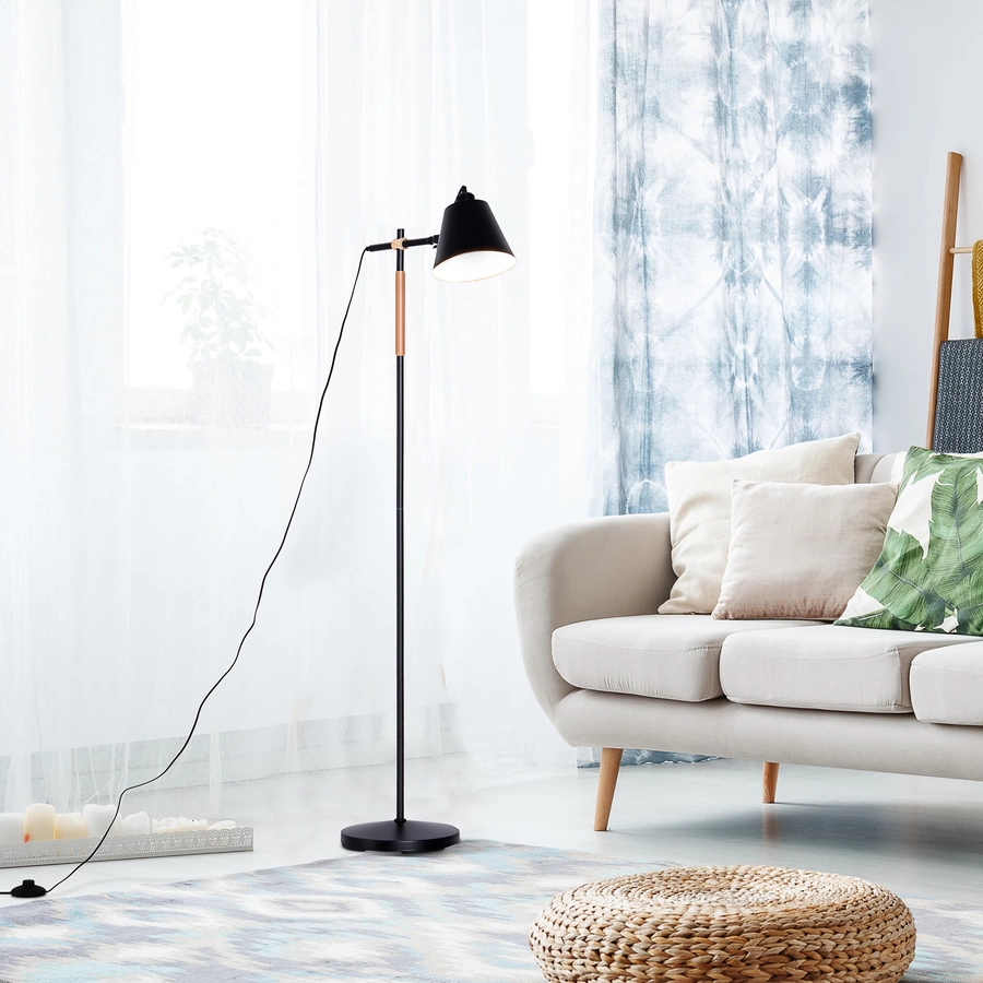 HOMCOM Stehlampe im industriellen Stil schwarz