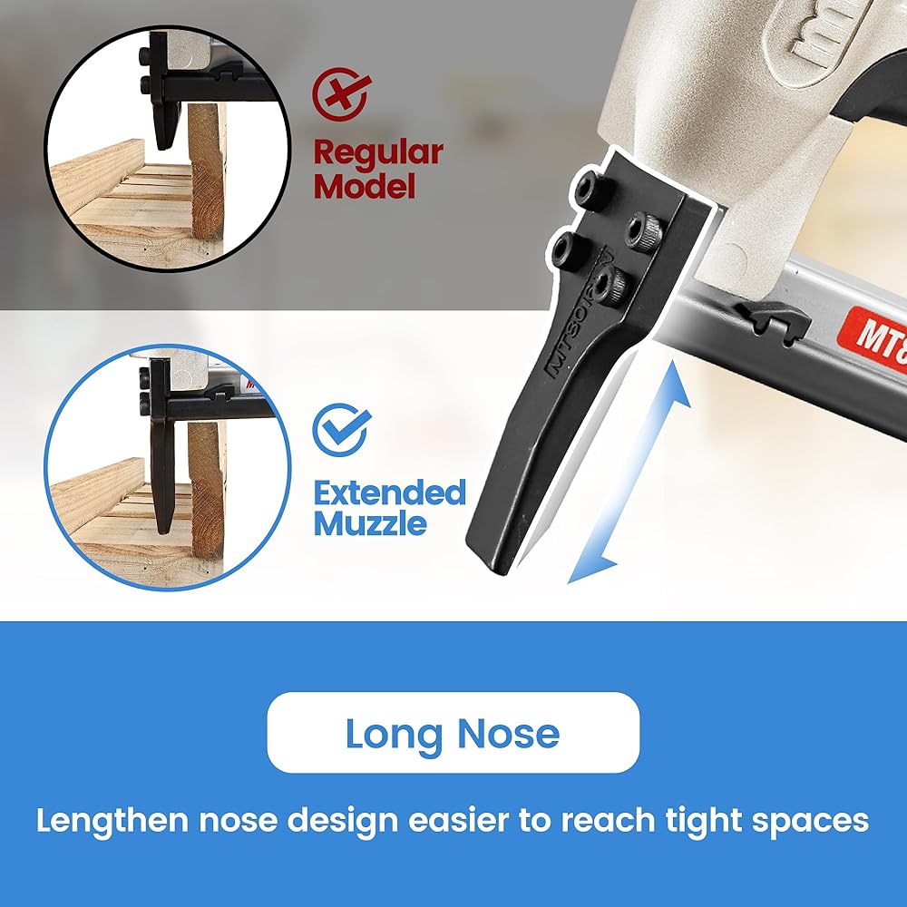 meite MT8016LN Agrafeuse Pneumatique Type 80 Agrafeuse Tapissier Bec Long – Agrafeuse à Air pour Menuiserie et Fabrication de Meubles, Compatible avec type 80/6 mm à 16 mm agrafes : Bricolage
