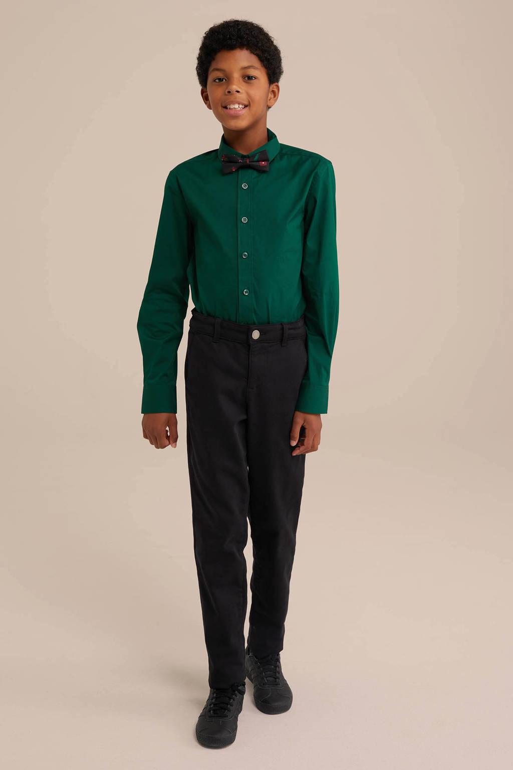 WE Fashion overhemd met vlinderstrik - donkerrood