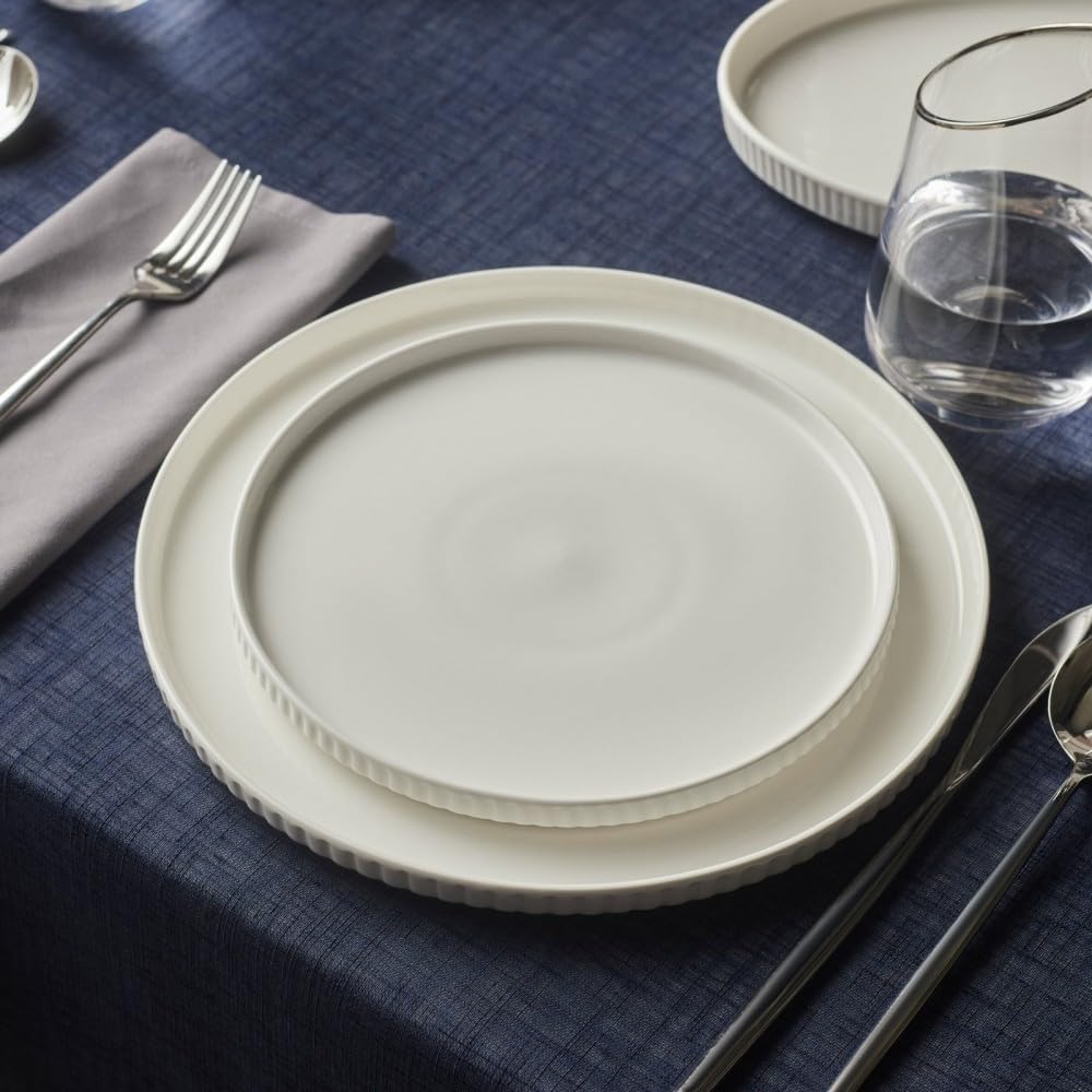 Karaca Forever Bone Pablito - 53-teiliges Geschirrset 12 Personen Modern, New Bone Teller Set Porzellan, Geschirr Set mit Müslischalen, Suppenschalen, Servierplatte, Pastateller, Dessertteller - Weiß