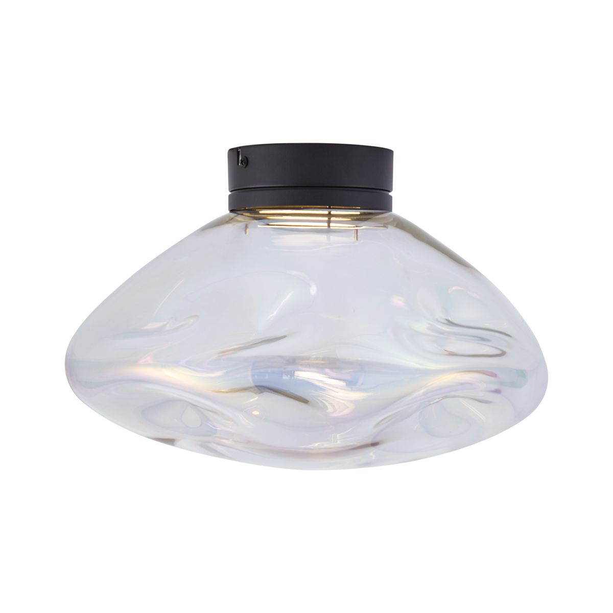 Design plafondlamp zwart met regenboog glas - Gemma
