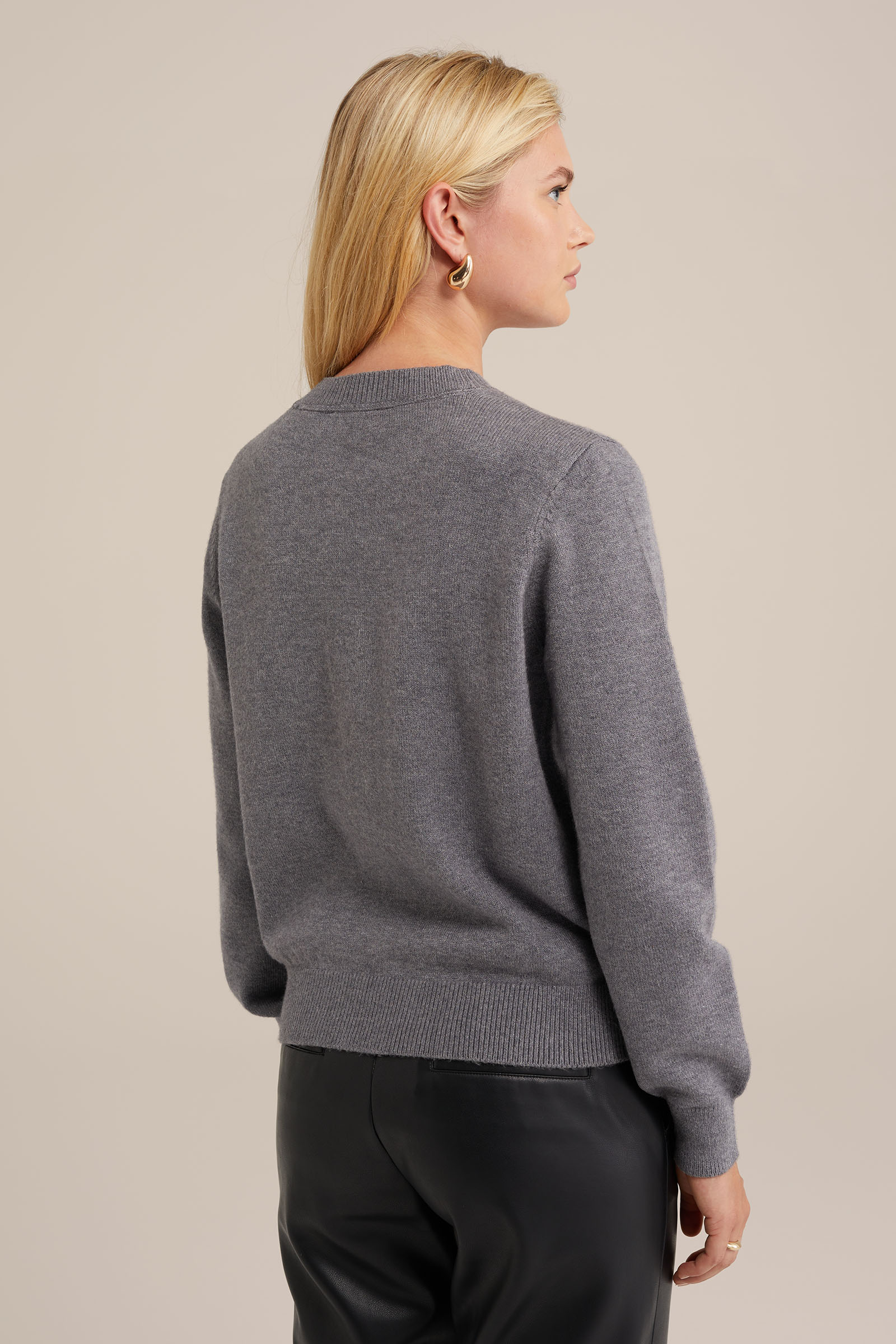 gebreide trui met embroidery WE Fashion Grijs