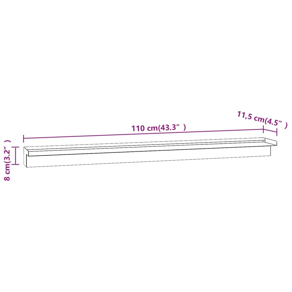 Lame de cascade de piscine avec led acier inoxydable 110 cm