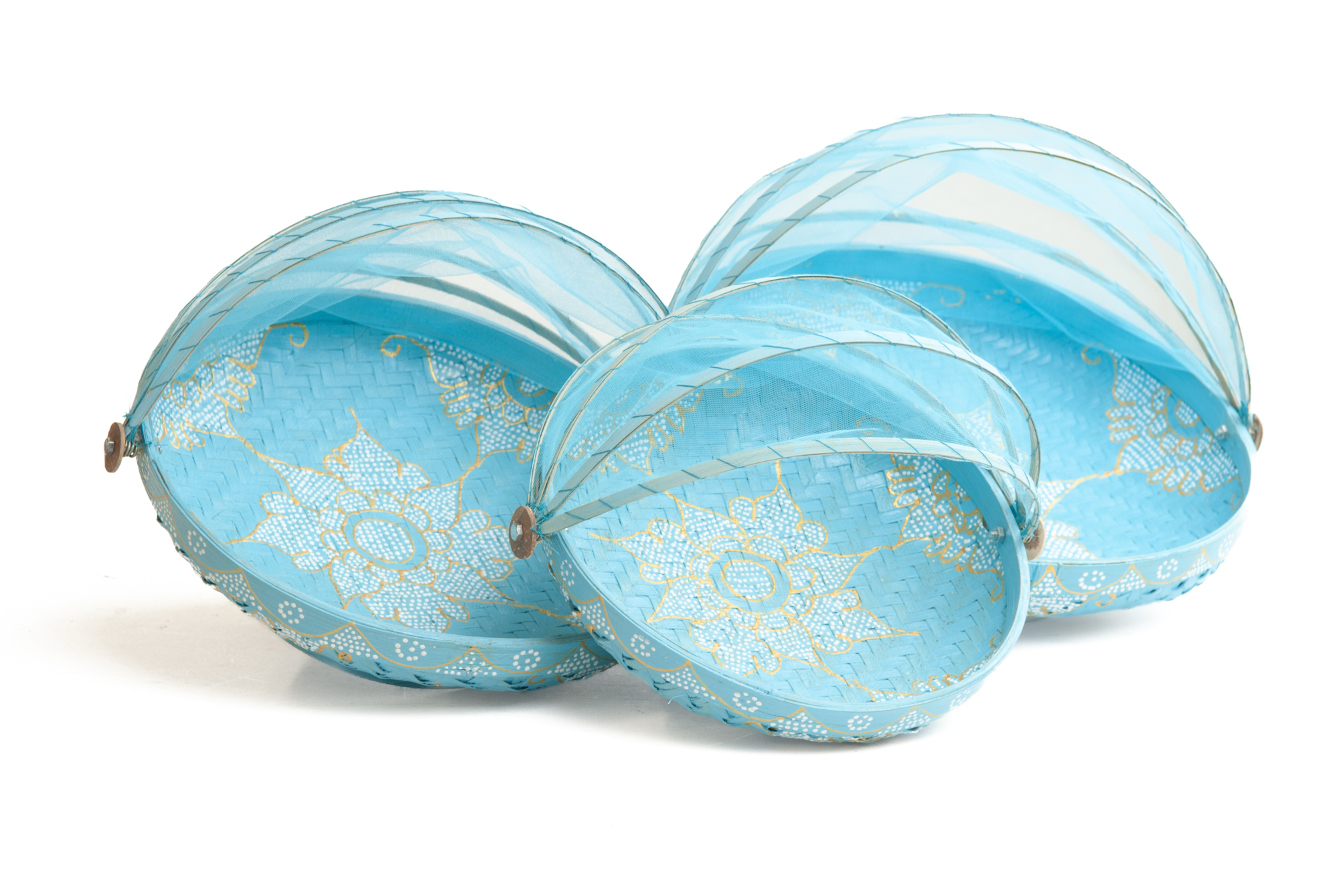 Set vliegenmanden - turquoise + wit/goud