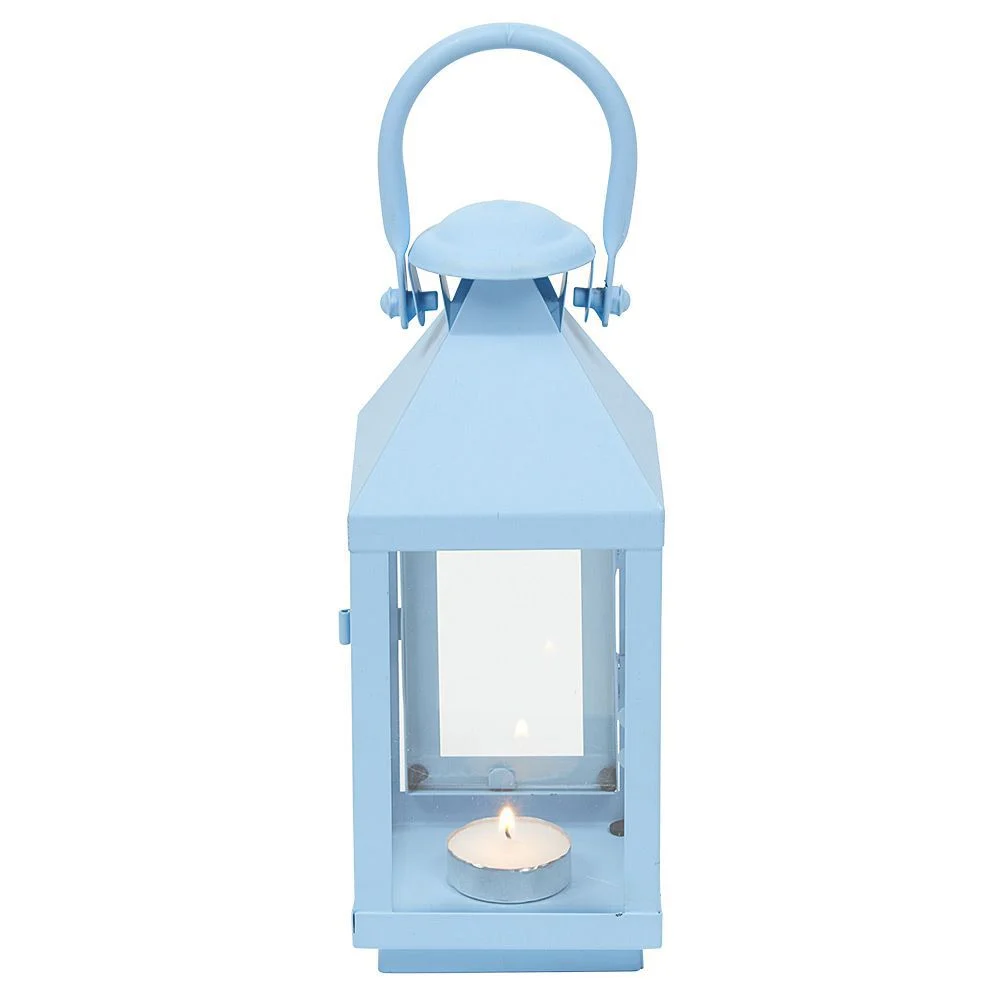 Lanterne photophore en métal bleu