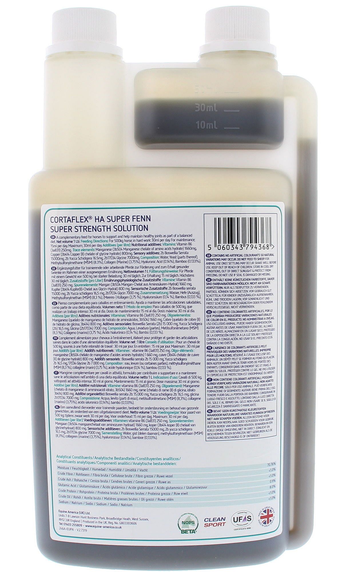 Cortaflex HA Super Fenn Super Strenght HA Solution Equine America 1 liter