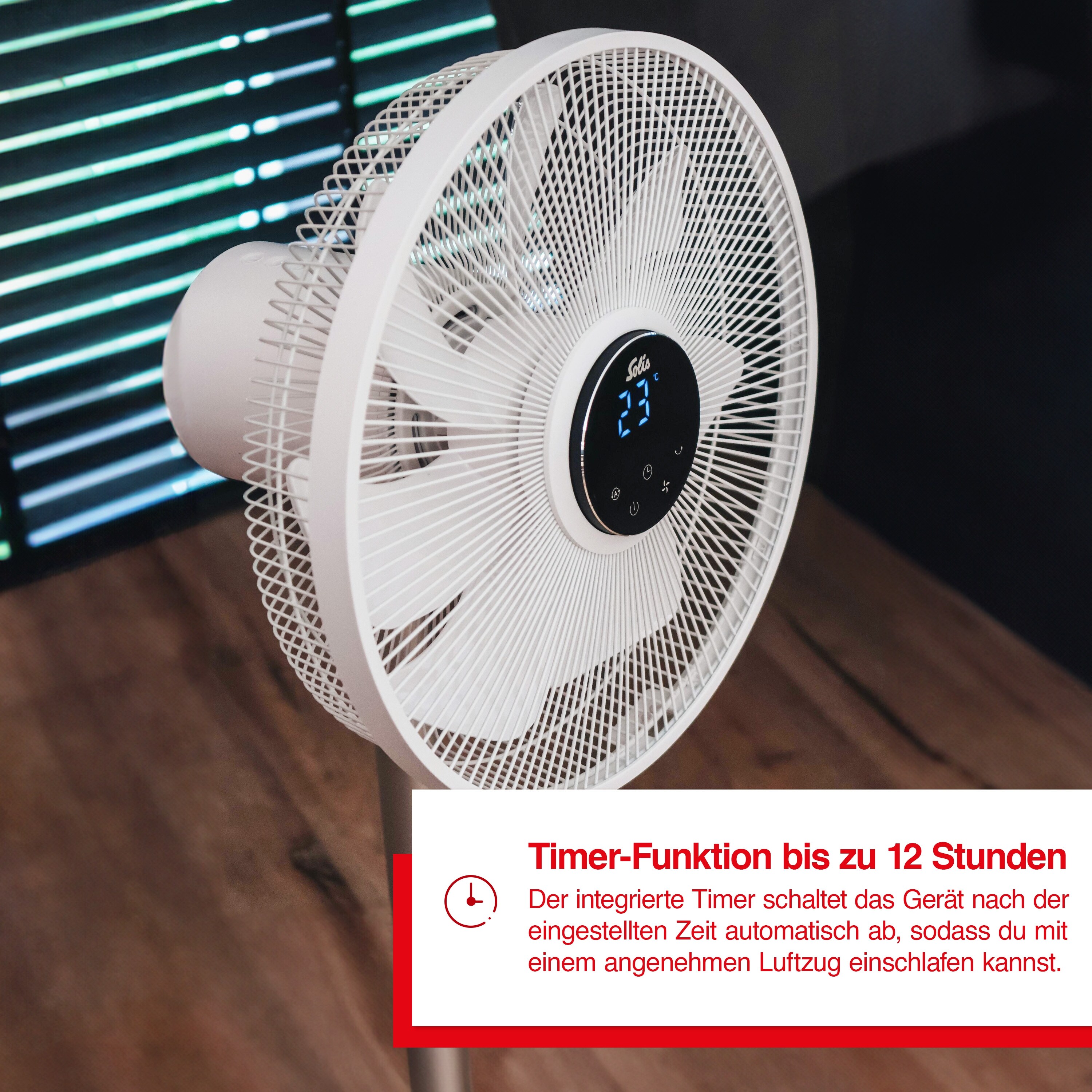 Solis Standventilator, Oszillationsfunktion, 8 Stufen, 12h Timer