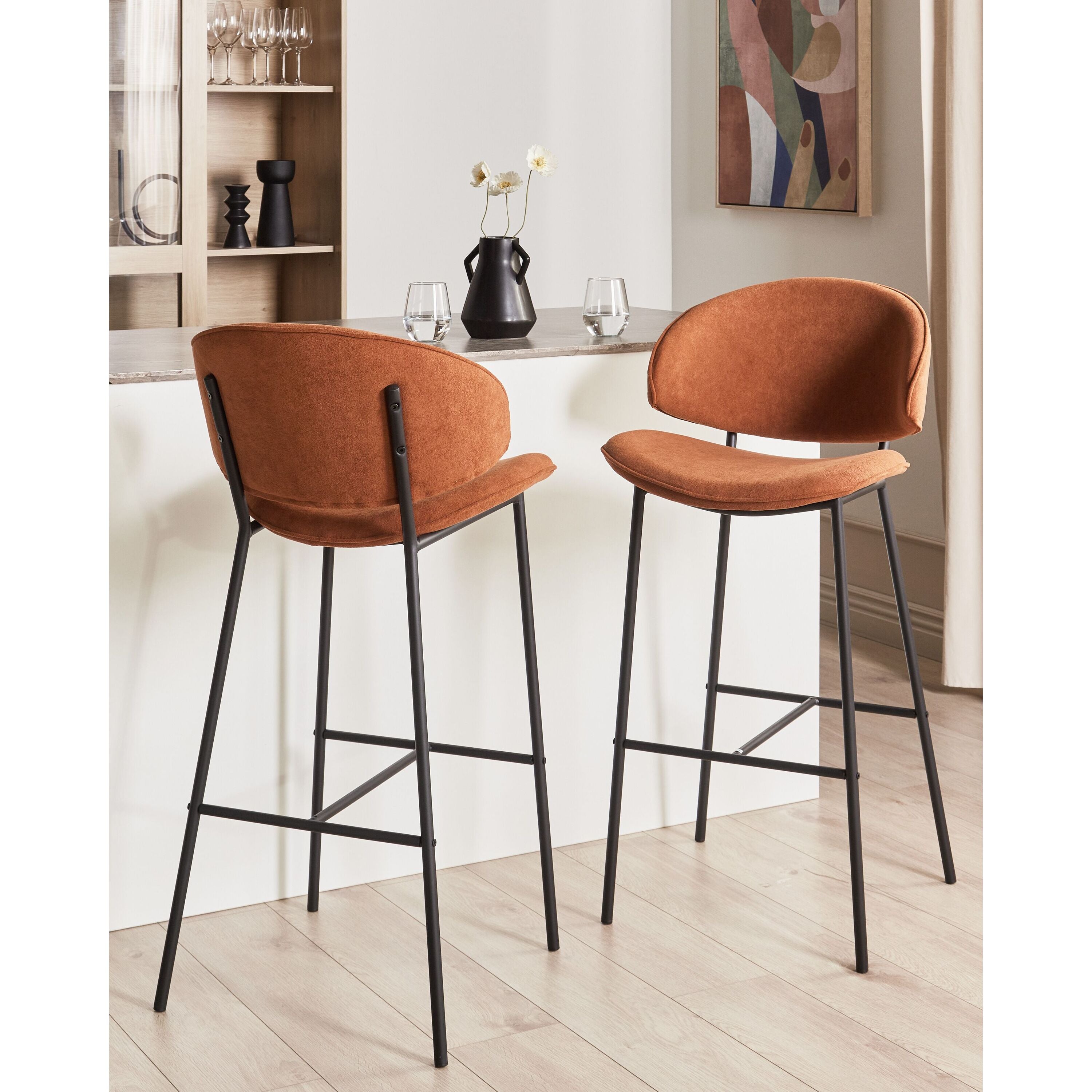 Beliani - KIANA - Barkruk set van 2 - Oranje - Polyester