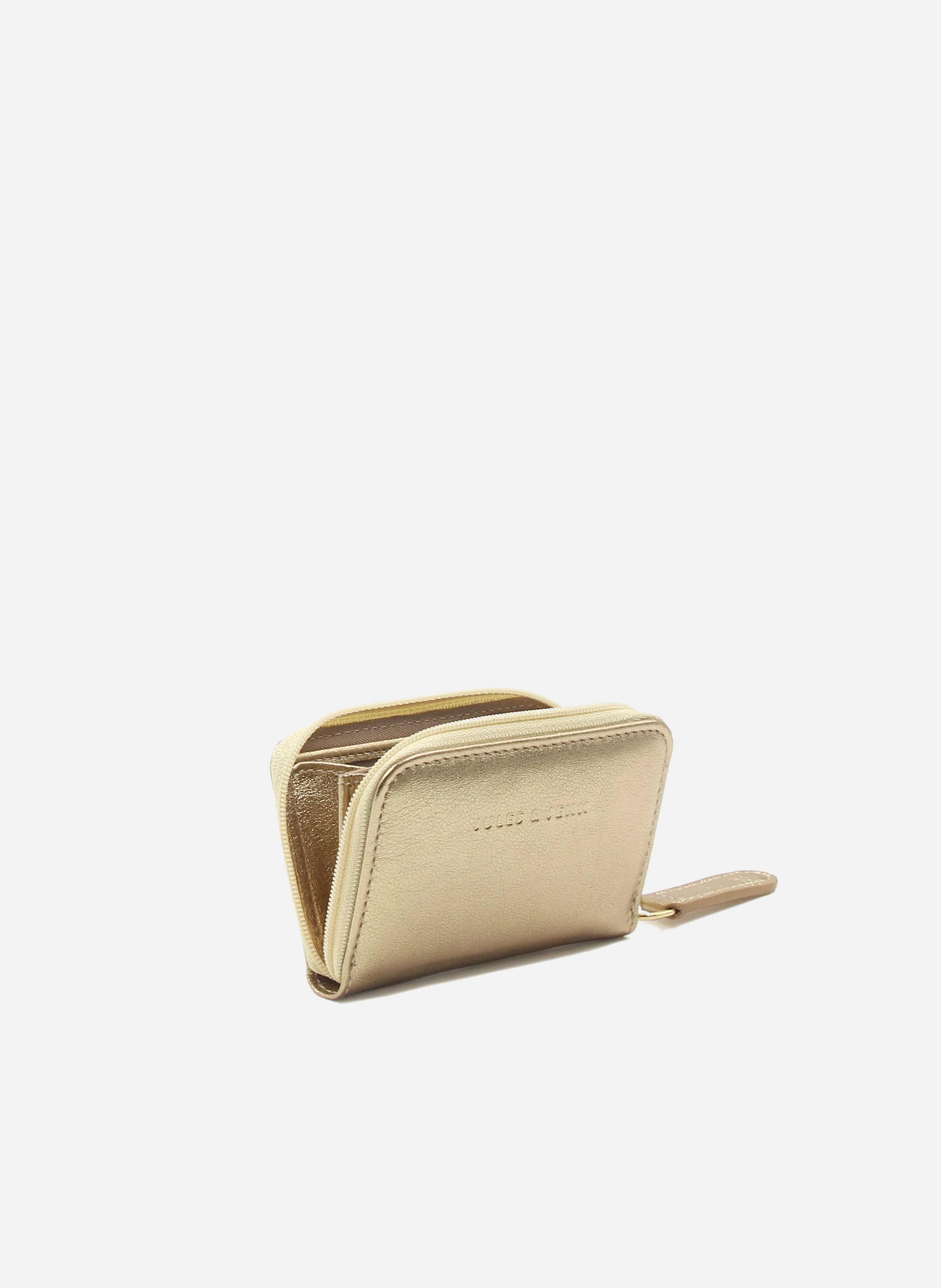Porte-monnaie cuir métalisé | Doré