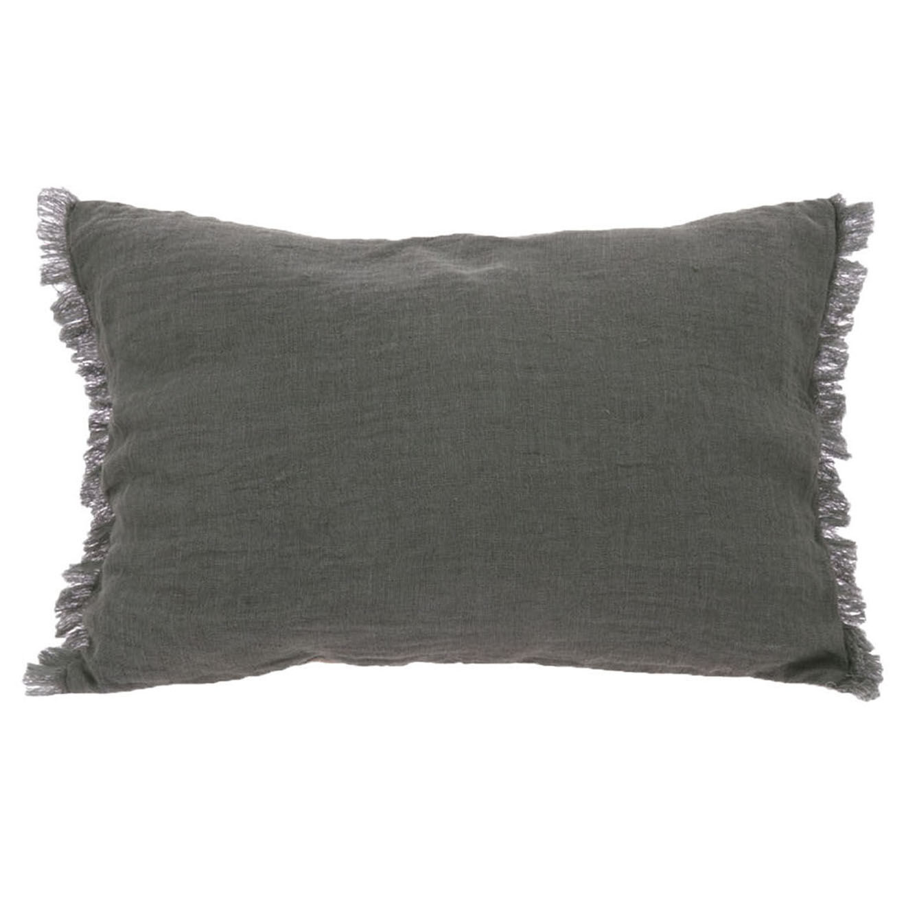 En Fil d'Indienne Housse de coussin Étamine anthracite - 40x55 cm