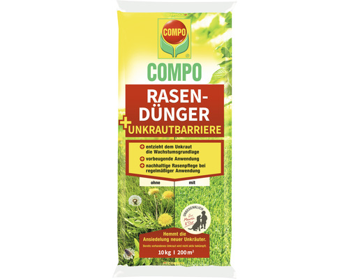 Gazonmeststof + onkruidwerend middel COMPO 10 kg 200 m² organisch-mineraal