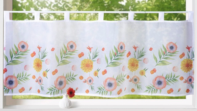 Weckbrodt Scheibengardine »Akina« Schlaufen 1 Stk. tlg. Bistro, Voile, bedruckt, floral, HxB 45x120cm, Gardine, Store