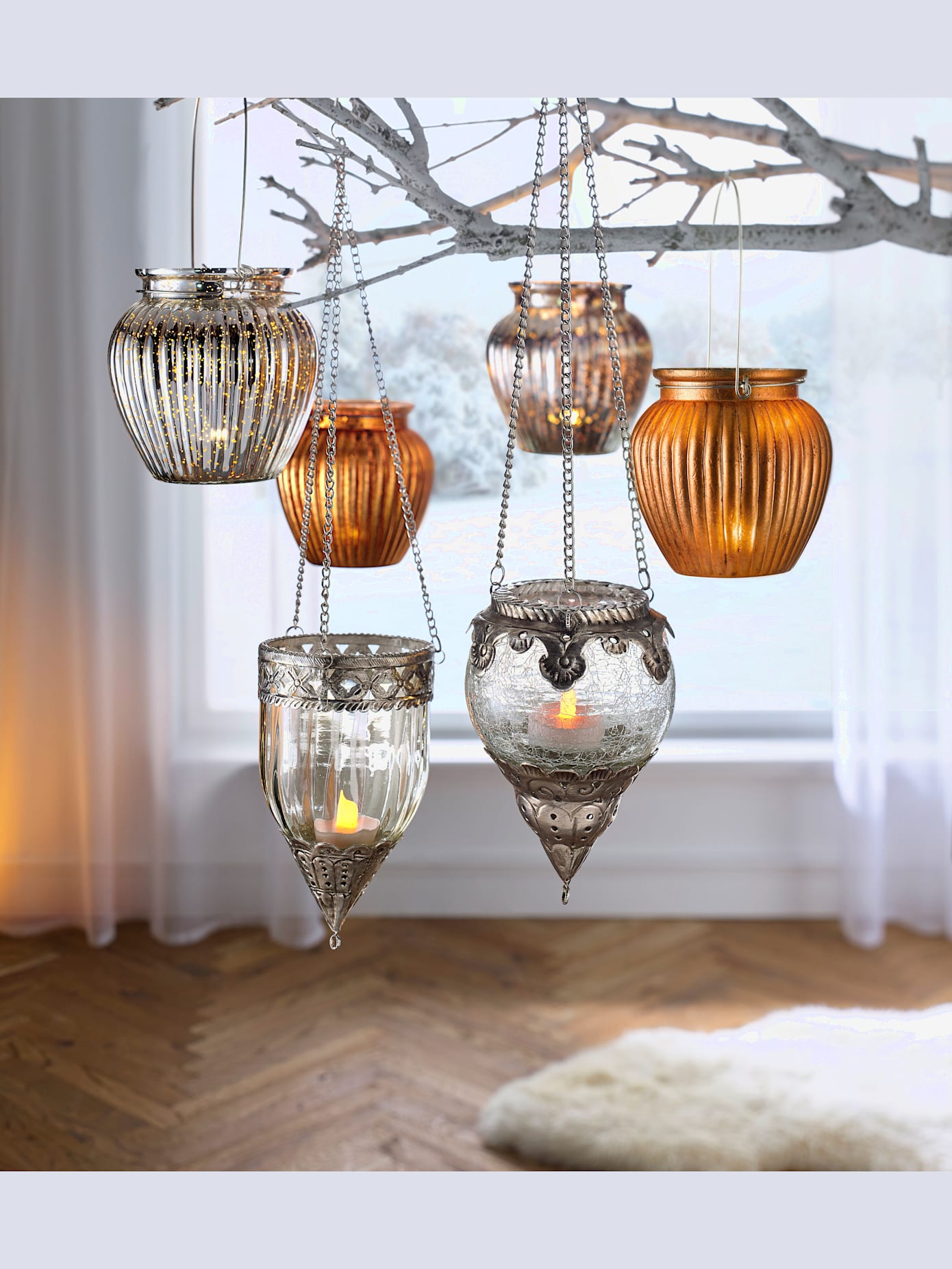 Panier suspendu pendentif en verre