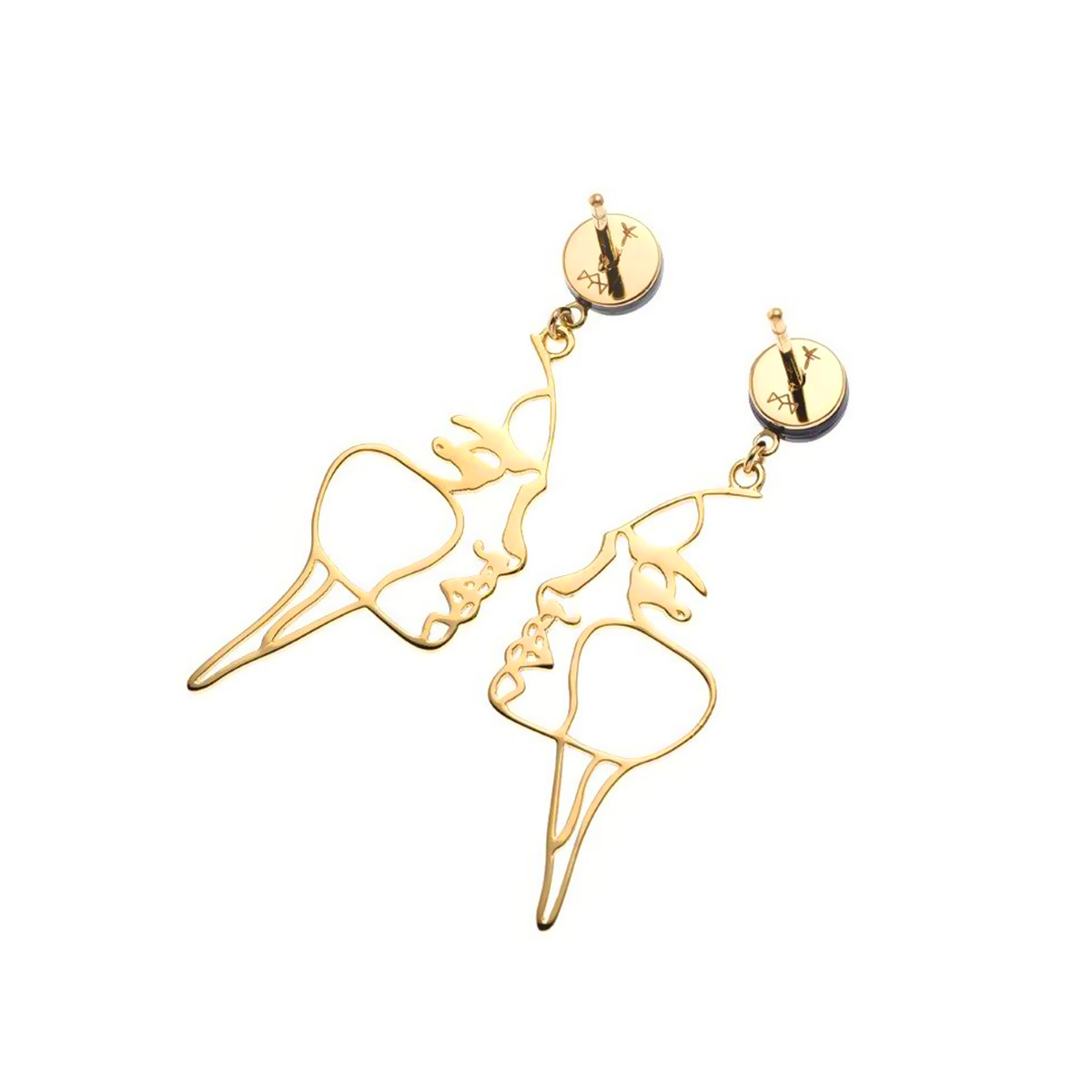 Boucles d'oreilles or jaune 375 nacres motif visage