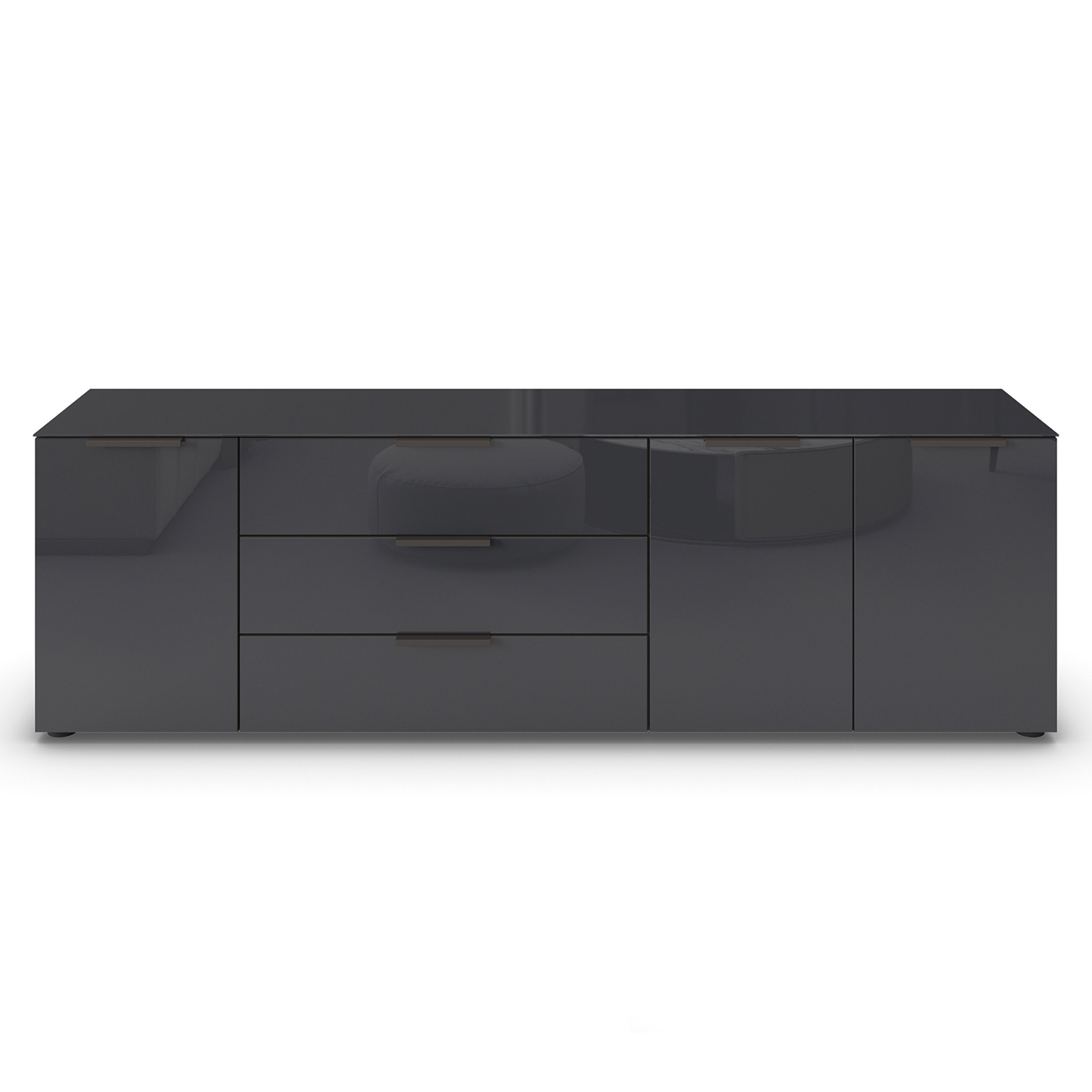 Lowboard - graphit - Glas basalt - 199 cm