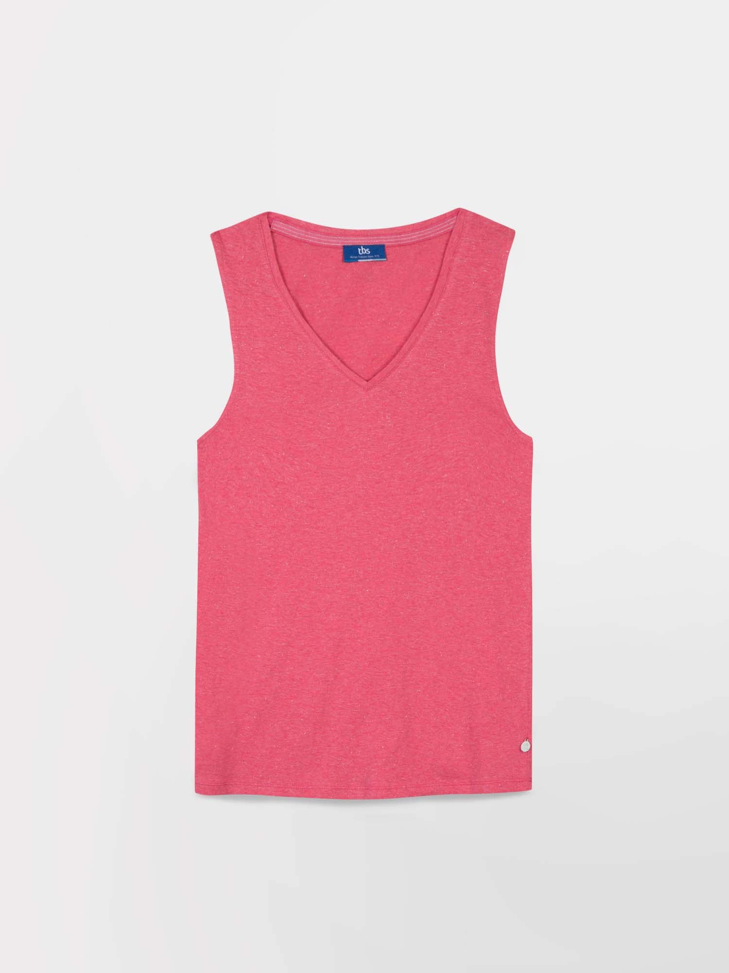 Débardeur Femme Col V Coton Rose Fushia