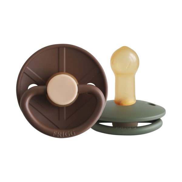 FRIGG Little Viking Fopspeen - Rond - 2 Stuks - 6-18 Mnd - Cocoa/Olive