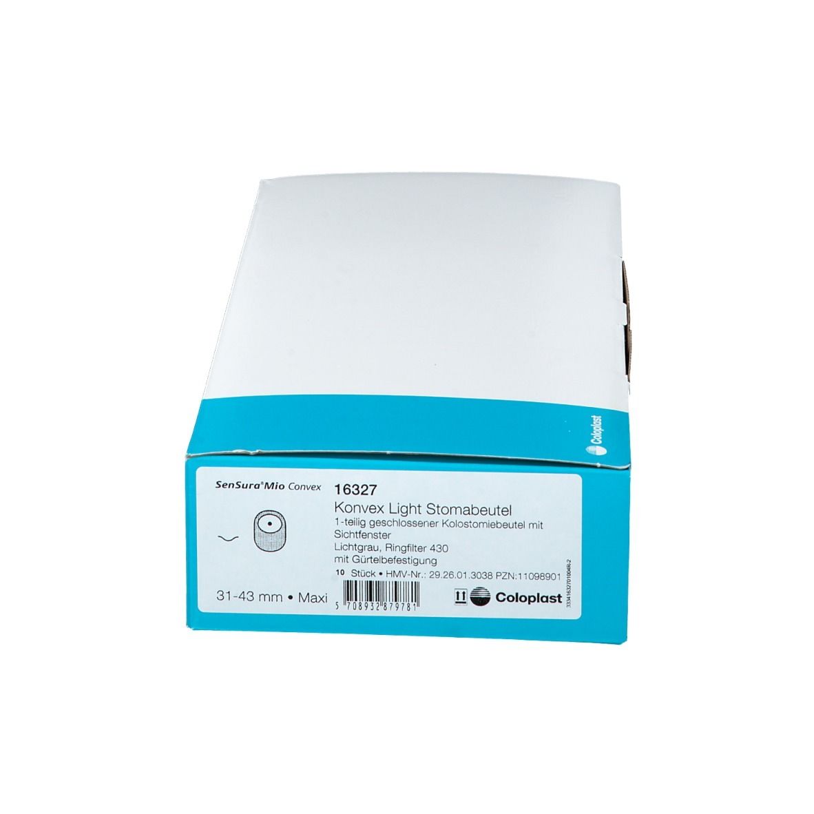SenSura® Mio einteilig geschlossener Beutel konvex light 31-43mm, 430ml Maxi Lichtgrau