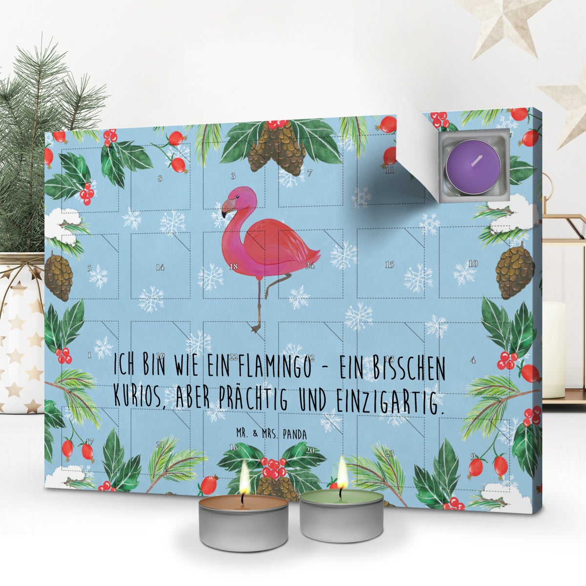 Mr. & Mrs. Panda Geurkaars Adventskalender Flamingo Classic - Pastelblauw