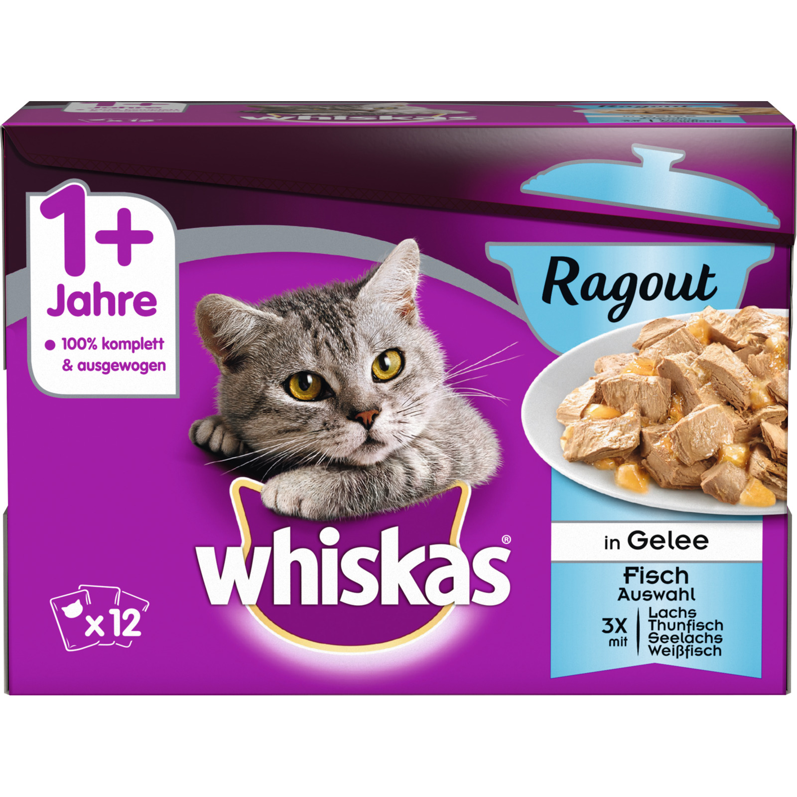 Whiskas 1+ Ragout Fisch Gelèe 12x85g