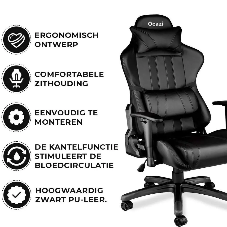 Ocazi Chicago Gamingstoel - Bureaustoel - Zwart