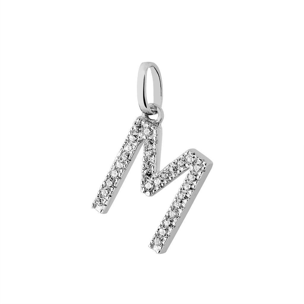 Pendentif Klementine Or Blanc Oxyde De Zirconium