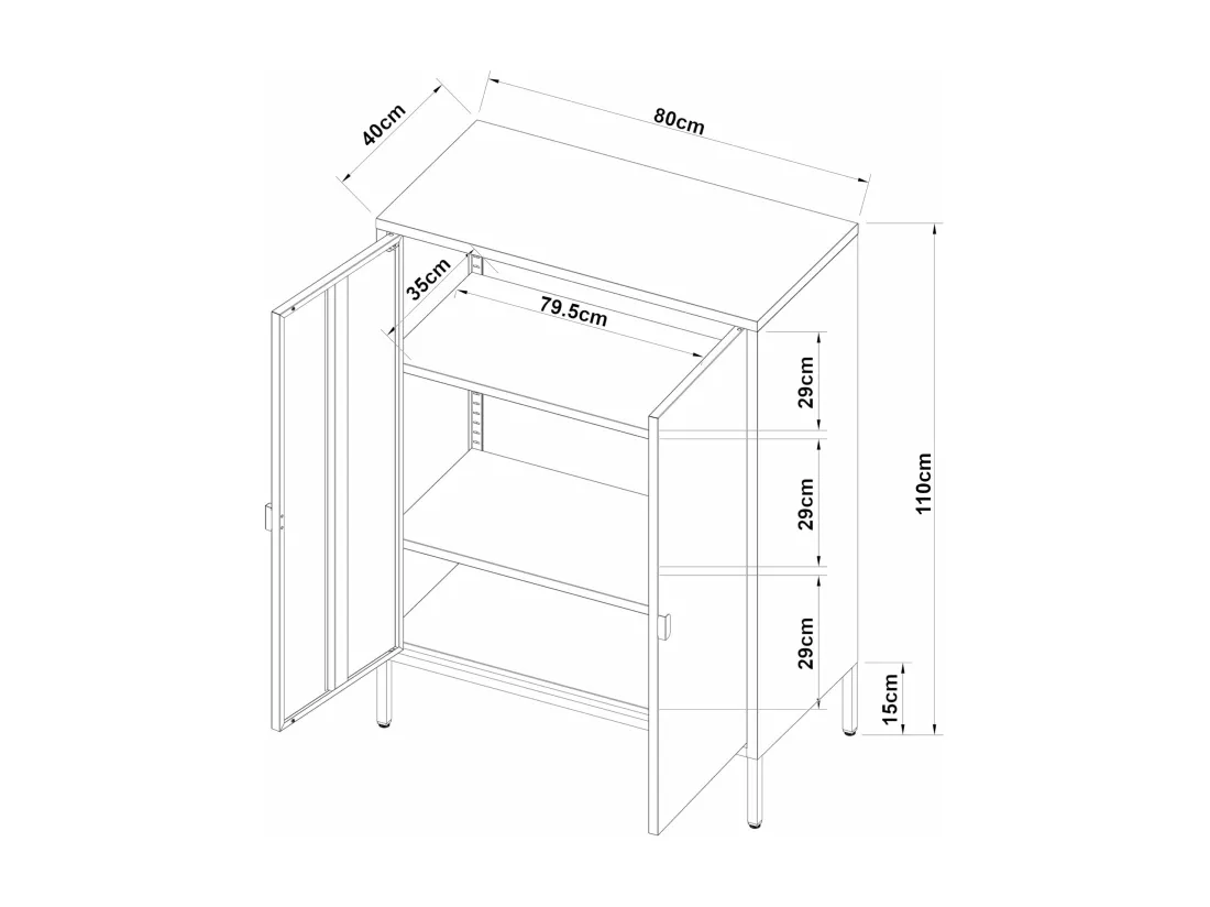 Armoire de bureau casier grise 80 x 40 x 110 cm 03_0006318