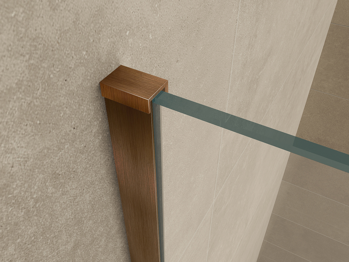 Mueller Slimline muurprofiel en stabilisatiestang voor losse glaswand geborsteld brons