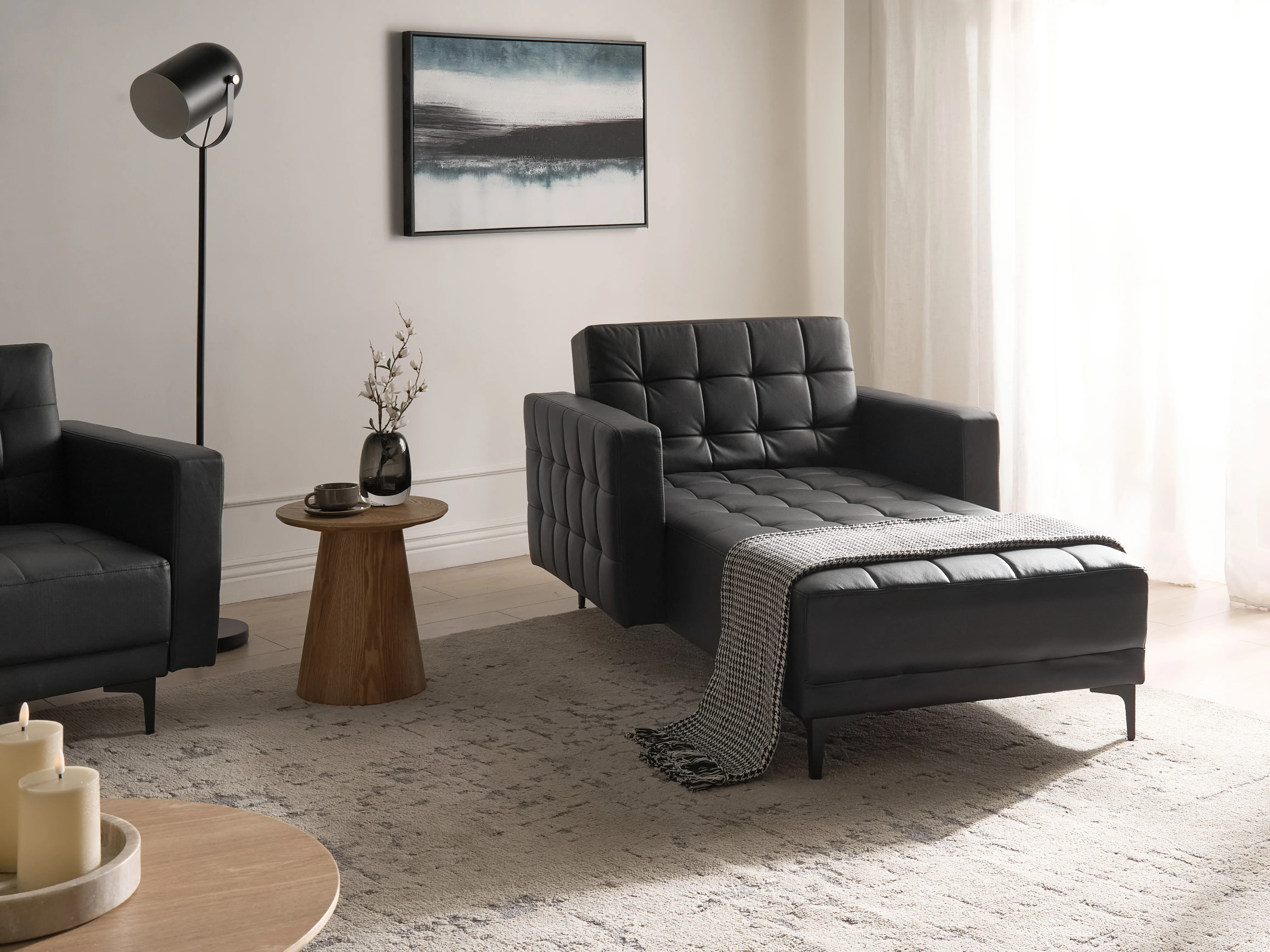 Chaise longue ABERDEEN Kunstleer Zwart