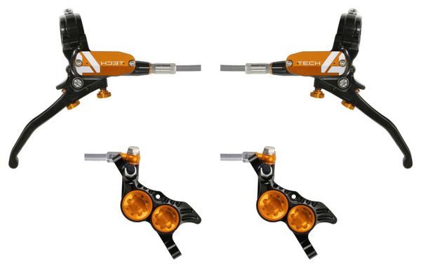 Paire de Freins Hope Tech 4 V4 Durite Aviation Noir/Orange