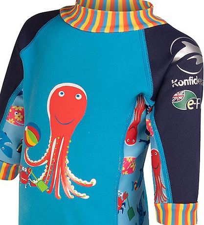Konfidence Bådeheldragt - UV50+ -  Cyan/Stripe Seabiskit