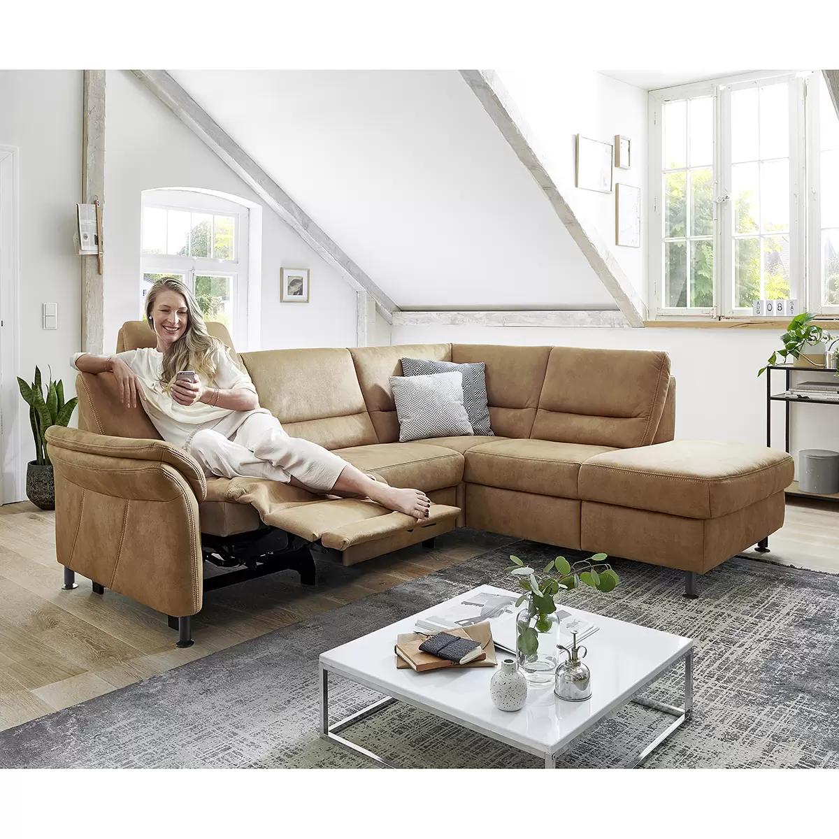 Ecksofa Andermatt Hellbraun