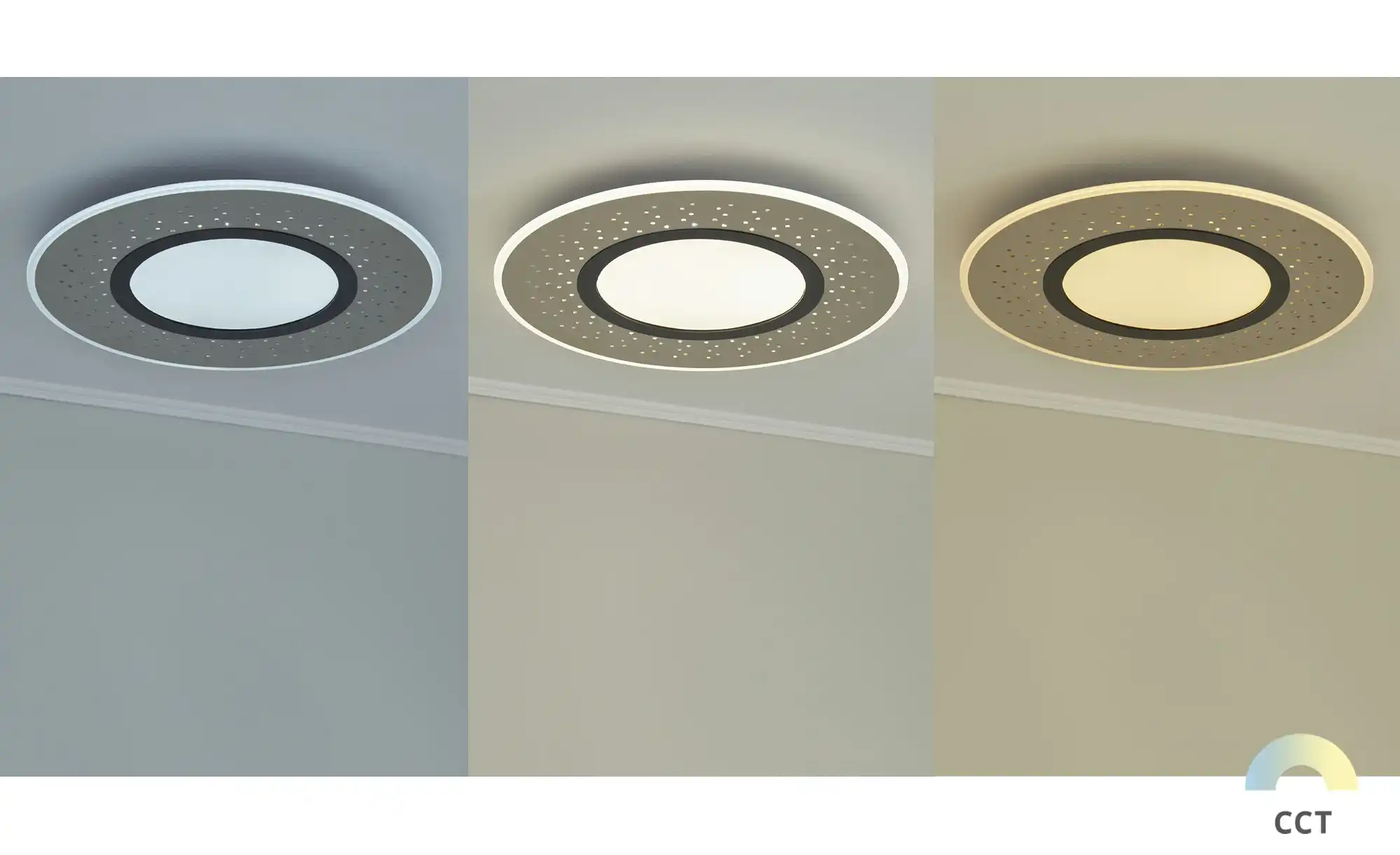Trio LED-Deckenleuchte , Nickel matt mit Fernbedienung
