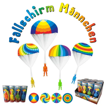 Fun Trading Fallschirm Männchen, 1 Stück, 4-fach sortiert