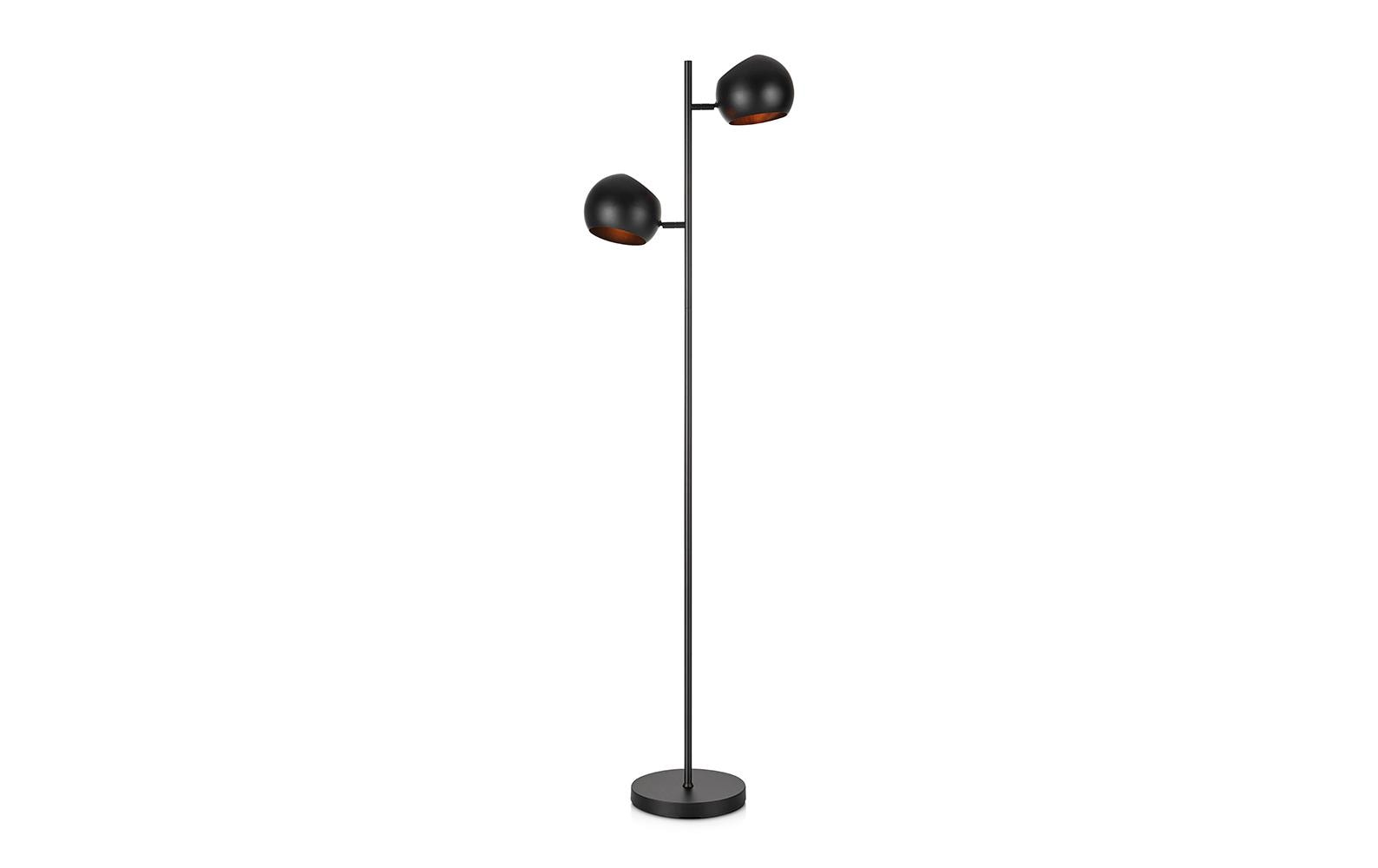 Stehleuchte Edgar, 2 x E14, max. 40W, SchwarzStänderlampe mit zwei Leuchtenköpfe