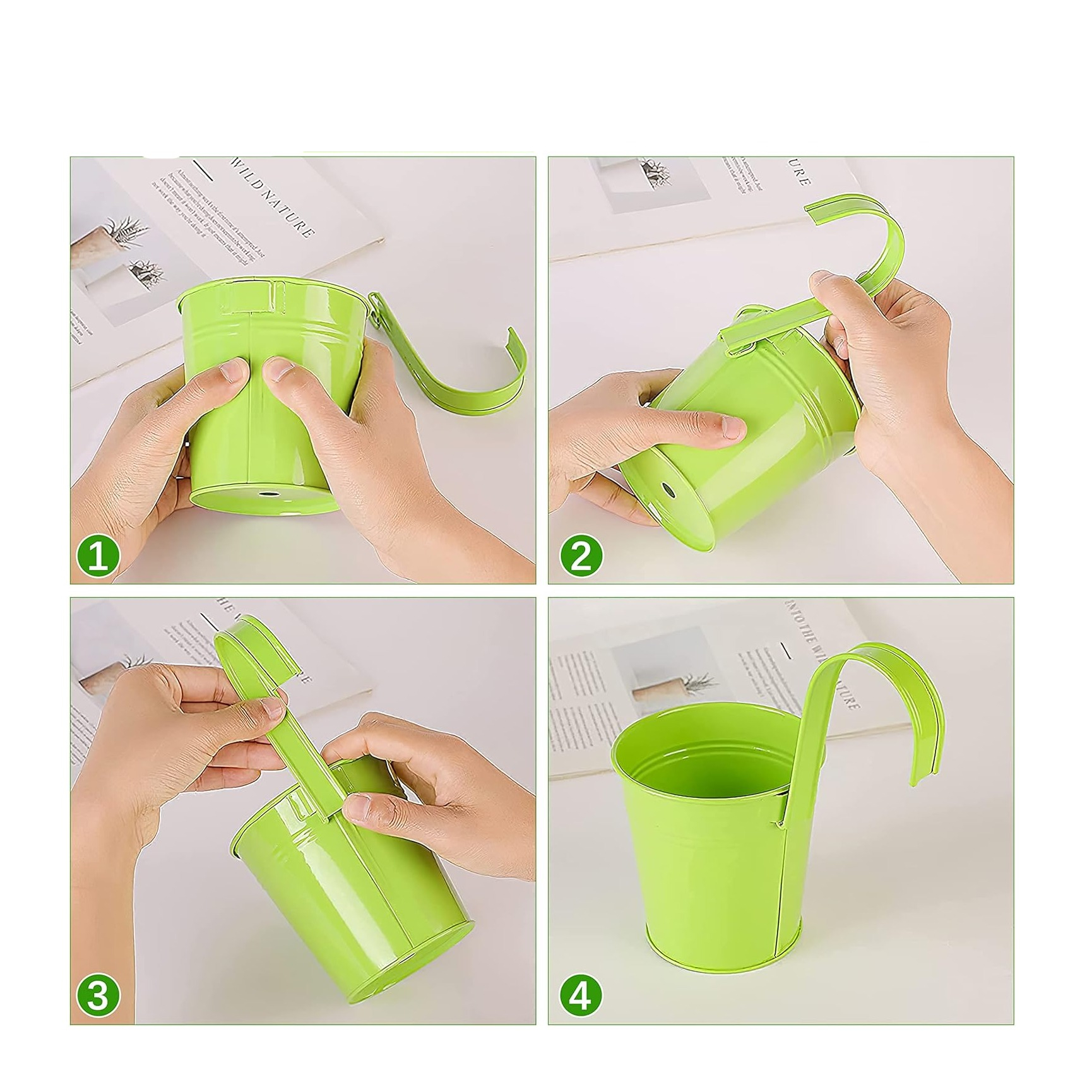 (10er Set) Ø10x10cm Metall Balkon Blumentopf Hängender Pflanzen Korb Home Deko - Assortiert