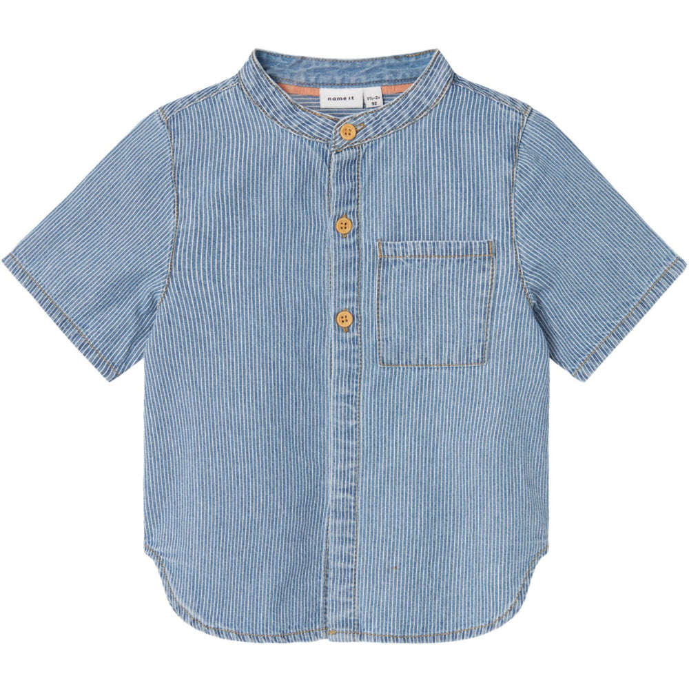 Køb Name It Light Blue Denim White Stripe Denim Skjorte