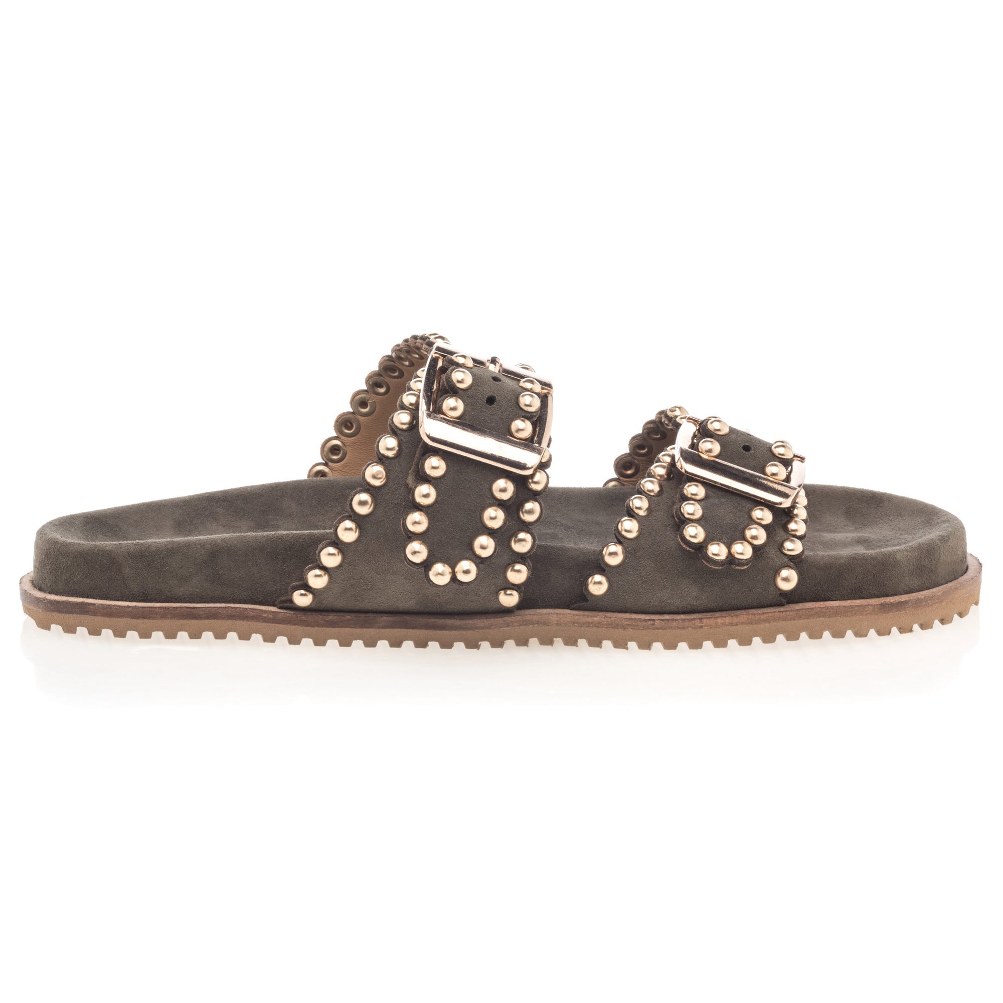 Mules Femme en cuir kaki