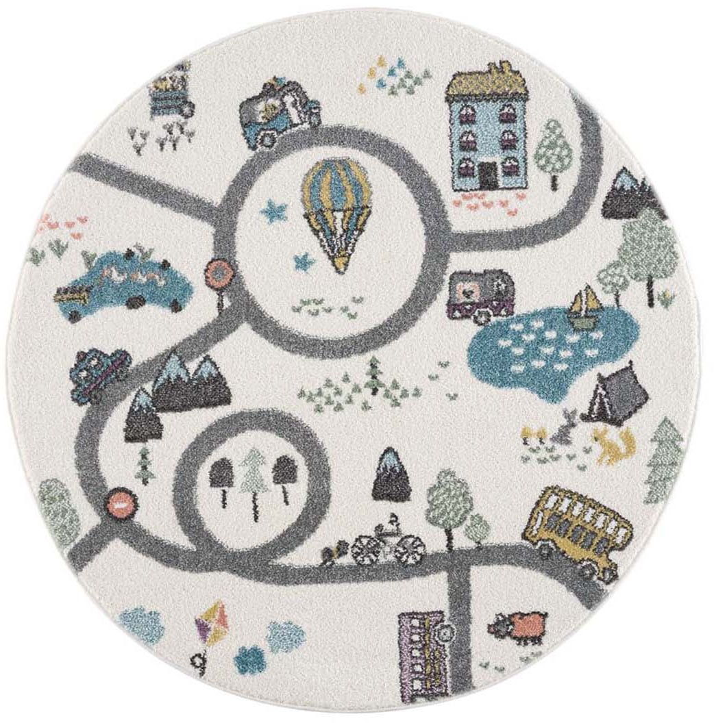 Carpet City Kinderteppich »Anime9376« rund 11 mm Höhe Strassen-Spiel-Teppich, Auto, Weicher Flor, Pflegeleicht, Kinderzimmer