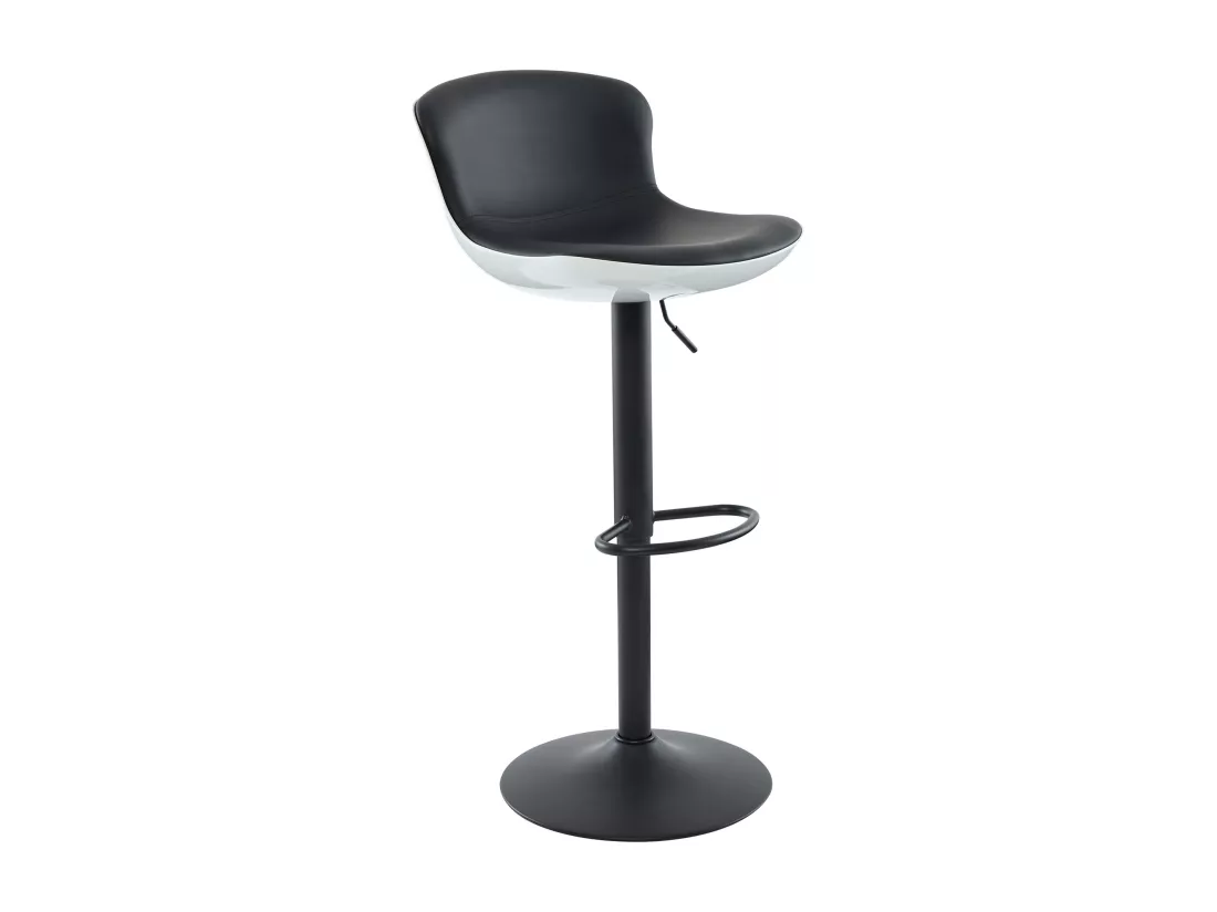 Lot de 2 tabourets de bar en simili et métal - Hauteur réglable - Noir - LAMILIA
