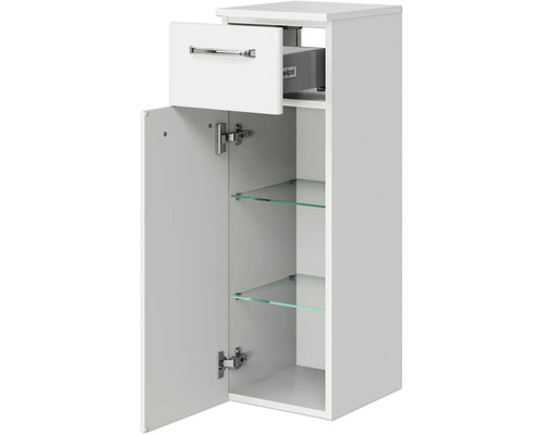 Pelipal Kumba badkamermeubelset (B x H x D 110 x 200 x 51 cm), witte glanzende fronten, 5-delige set inclusief witte mineraalstenen wastafel, badmeubel en wandkast (artikelnr. 99.770225094)