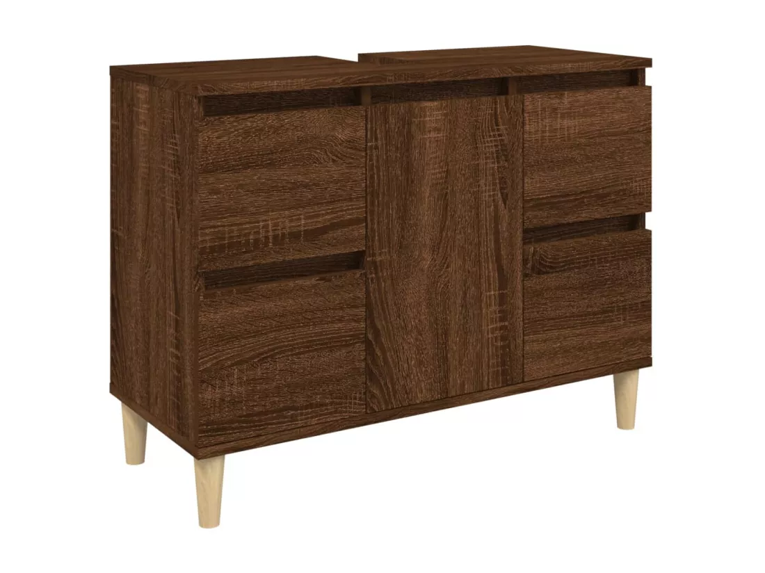Meuble d'évier chêne marron 80x33x60 cm bois d'ingénierie