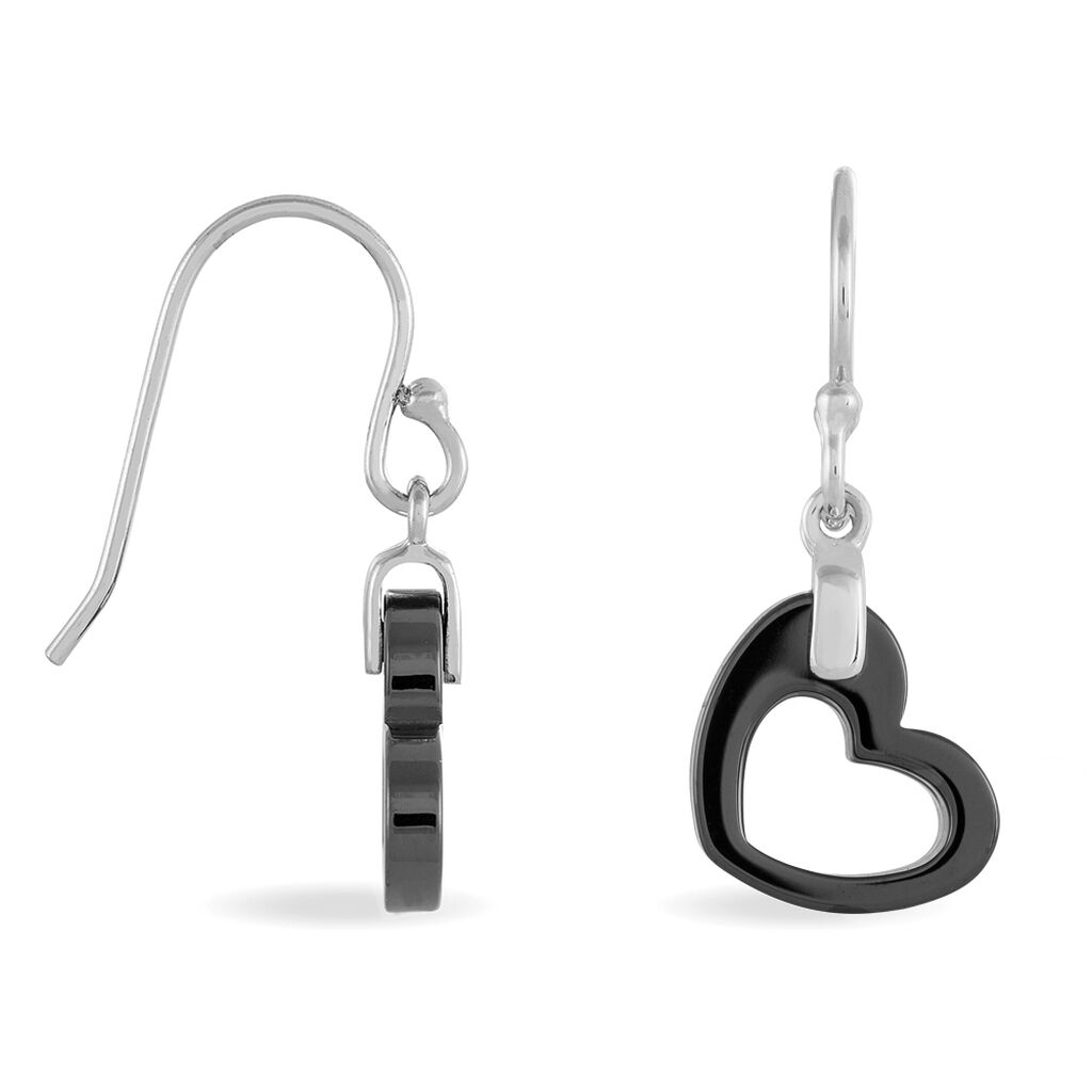 Boucles D'oreilles Pendantes Alena Argent Blanc Céramique Et Oxyde