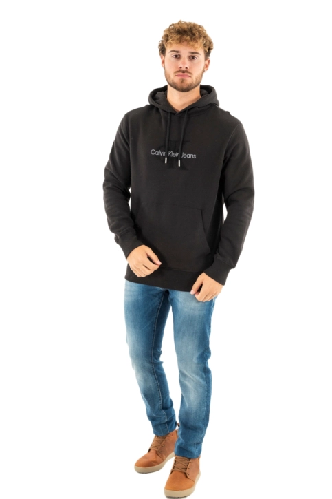 Sweat calvin klein jeans chenille monologo beh black