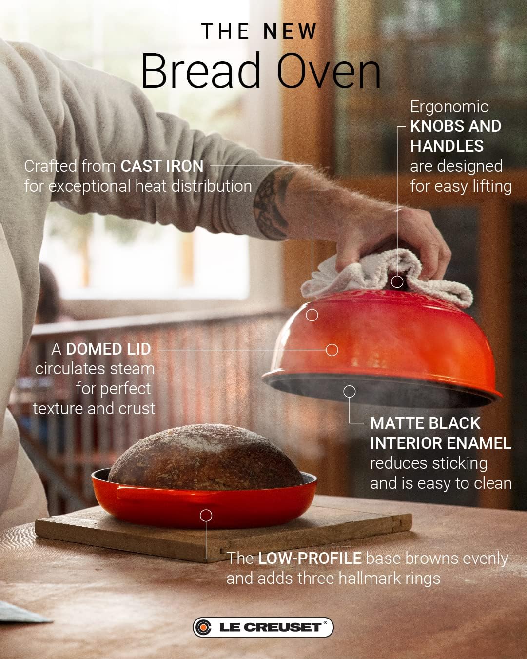 Le Creuset Signature Gusseisen Brot Bräter, 24cm, Kirschrot, 21301240600430