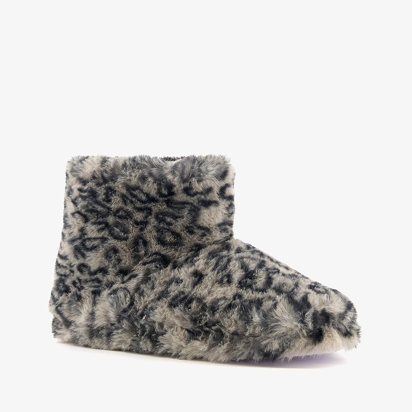 Thu!s dames sloffen met luipaardprint grijs